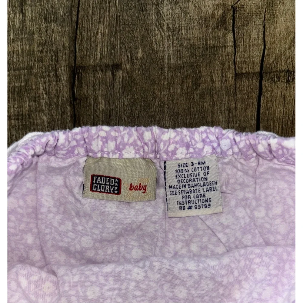 Faded‎ Glory Baby Girls Floral Patchwork Skort Pink Purple Stripe Lace 3-6M